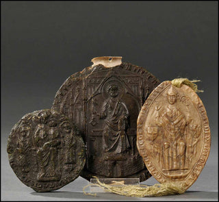 [History] [Eccliastical Wax Seals] Three European Ecclesiastical Wax Seals, ca. 1400-1600.