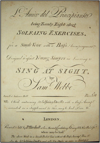 Webbe, Samuel. (1740-1816) Two Rare Solfege Collections