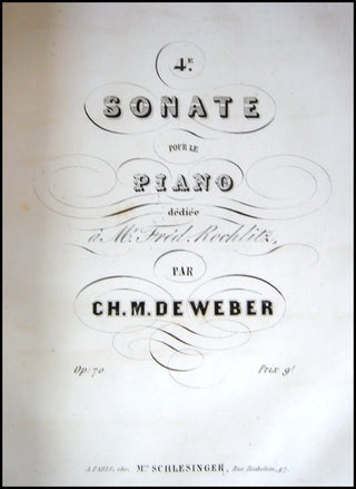 Weber, Carl Maria Von. (1786-1826) Bound Collection of First and Early French Editions