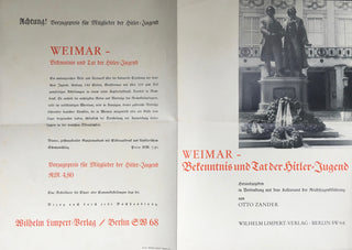 [Holocaust] [Barber, Samuel. (1910–1981)] Zander, Otto. Weimar: Bekenntnis und Tat. Kultupolitisches Arbeitslager der Reichsjugendführung, 1938 - FROM SAMUEL BARBER'S COLLECTION