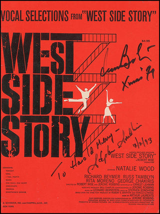 [West Side Story] Bernstein, Leonard. (1918–1990) & Sondheim, Stephen. (1930–2021) Sheet music book for West Side Story - SIGNED "XMAS '79"