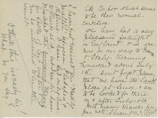 Wharton, Edith. (1862–1937) [Holden, Edward S. (1846–1914)] Autograph Letter regarding "The Rembrandt" and her feelings about Magazine Editors