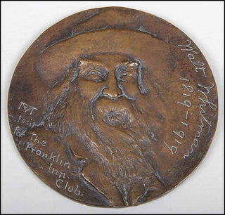 [Literature & Art] Whitman, Walt. (1819 - 1892) [McKenzie, Robert Tait. (1867 - 1938)] Bronze plaque of the Centenary of Walt Whitman for the Franklin Inn Club