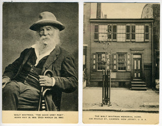 Whitman, Walt. (1819-1892) Two Vintage Postcards