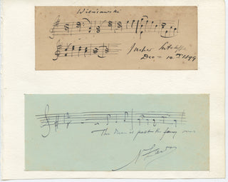 [Wieniawski, Henri. (1835–1880)] Sutcliffe, Jasper. & Zarda, Napoleone. Two Autograph Musical Quotations