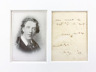 Wilde, Oscar. (1854–1900) "The secret of life is in art" - Autograph Quotation, signed in Brooklyn