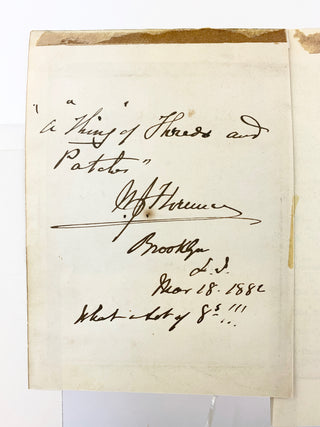 Wilde, Oscar. (1854–1900) "The secret of life is in art" - Autograph Quotation, signed in Brooklyn