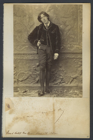 Wilde, Oscar. (1854–1900)  Original Photograph and Autograph Signature from his visit to New York