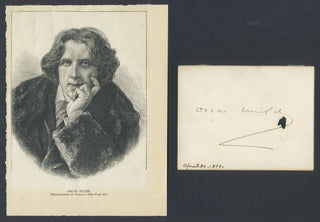 Wilde, Oscar. (1854–1900)  Autograph Signature from his American Tour