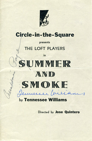 Williams, Tennessee. (1911-1983) & Page, Geraldine. (1924-1987) "Summer and Smoke" - Original Signed Program and Photograph