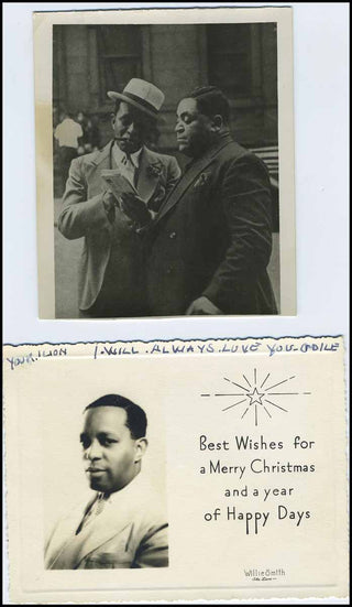 [Holiday] [Jazz & Song] [Waller, Thomas "Fats." (1904-1943)] Smith, Willie "The Lion".  (1893 - 1973) Original Photograph with Fats Waller and Signed Photograph Sending Christmas Wishes