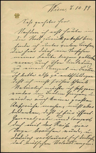 [Wagner, Richard. (1813–1883)] [WAGNERIAN SINGERS] Winkelmann, Hermann. (1849–1912) Autograph Letter