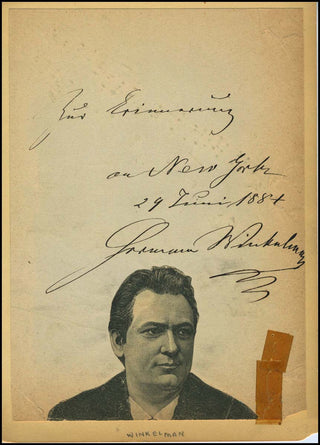 [Wagner, Richard. (1813–1883)] [WAGNERIAN SINGERS] Winkelmann, Hermann. (1849–1912) Autograph Signature and Portrait