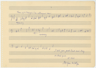 Wolpe, Stefan. (1902–1972) "Passacaglia" - Autograph Musical Manuscript