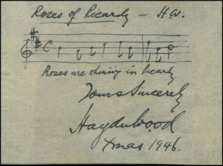 Wood, Haydn. (1882–1959) Autograph Musical Quotation, "Roses of Picardy."