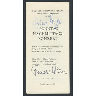 Wührer, Friedrich. (1900–1975) & Heger, Robert. (1886–1978) Signed Program