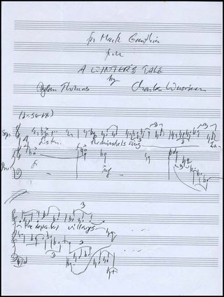 Wuorinen, Charles. (b. 1938) Autograph Musical Manuscript Page, "A Winter's Tale."