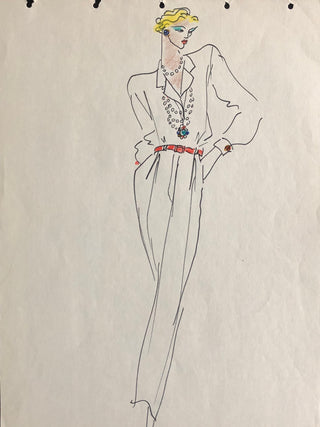 Saint Laurent, Yves. (1936–2008) Collection of Original Fashion Drawings