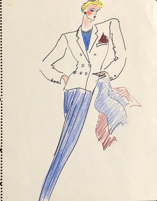 Saint Laurent, Yves. (1936–2008) Collection of Original Fashion Drawings