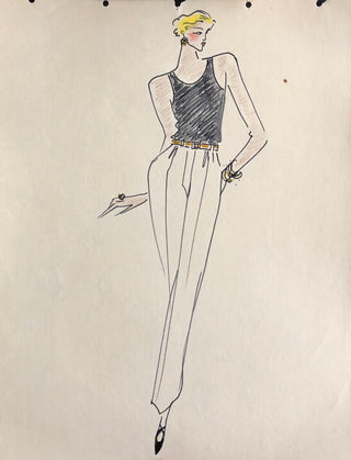 Saint Laurent, Yves. (1936–2008) Collection of Original Fashion Drawings