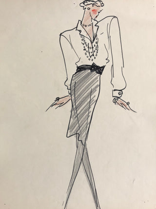 Saint Laurent, Yves. (1936–2008) Collection of Original Fashion Drawings