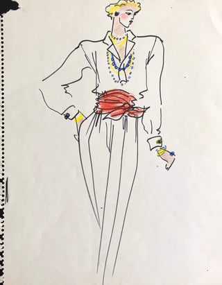 Saint Laurent, Yves. (1936–2008) Collection of Original Fashion Drawings