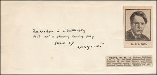 [Literature] Yeats, William Butler. (1865 - 1939) Autograph Quotation