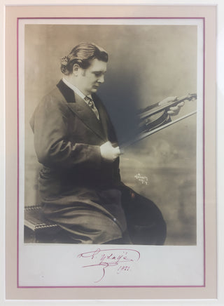 Ysaye, Eugene. (1858–1931) Signed Photograph with Violin, framed