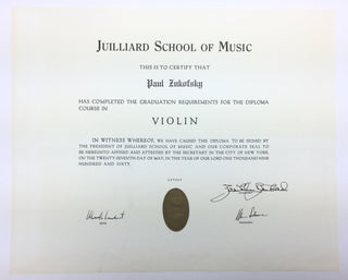 [Zukofsky, Paul. (1943–2017)] Group of Diplomas and Certificates from the Collection of Paul Zukofsky