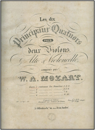 Mozart, Wolfgang Amadeus. (1756–1791) [K. 563] Gran Trio per Violino, Viola, e Basso [...] Opera 19.  In Vienna presso Artaria e Comp.