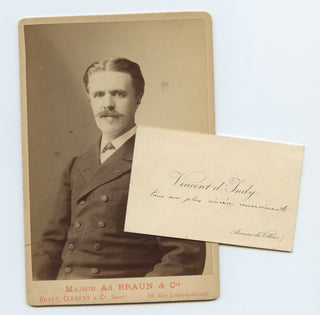 d'Indy, Vincent. (1851–1931) Signed Photograph with Inscribed Visiting Card