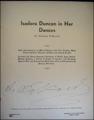 [Duncan, Isadora. (1877–1927)] Walkowitz, Abraham. (1878–1965) Isadora Duncan in Her Dances - SIGNED