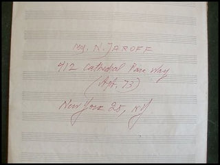 Jaroff, Serge. (1896-1985) Small Archive, including Manuscript Music and Autograph Letters