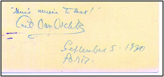 Vechten, Carl Van.  (1880-1964) Unusual Autograph Quotation